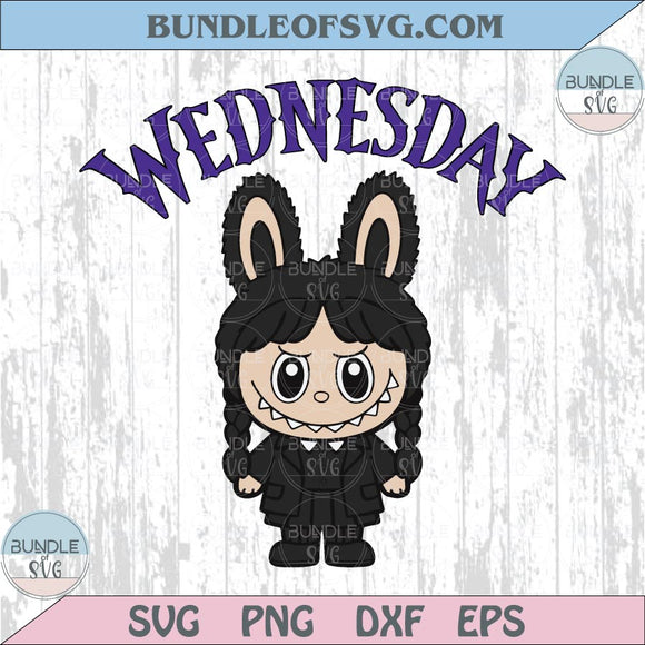 Labubu Wednesday Addams Svg Halloween Labubu Svg Cute Doll Png