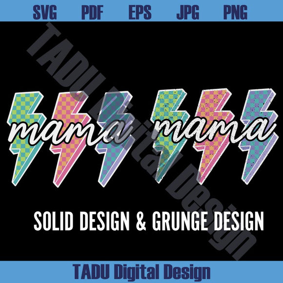 Lightning Checkered Mama Png Neon Mama Png Lightning Bolt Mom