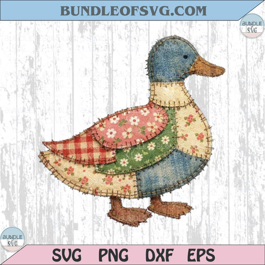 Mallard Faux Patchwork Png Vintage Duck Thrifting Spring Png