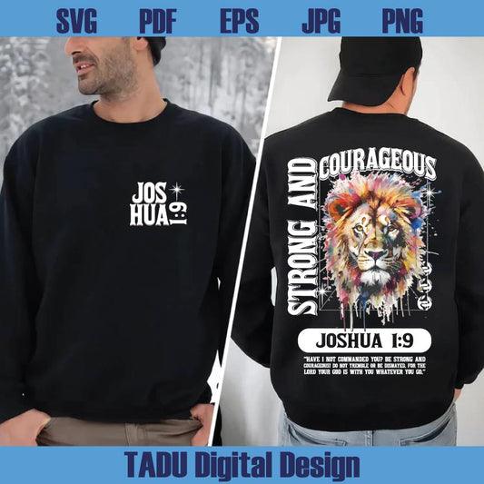 Men Christian Png Strong and Courageous Png Lion Shirt for Mens