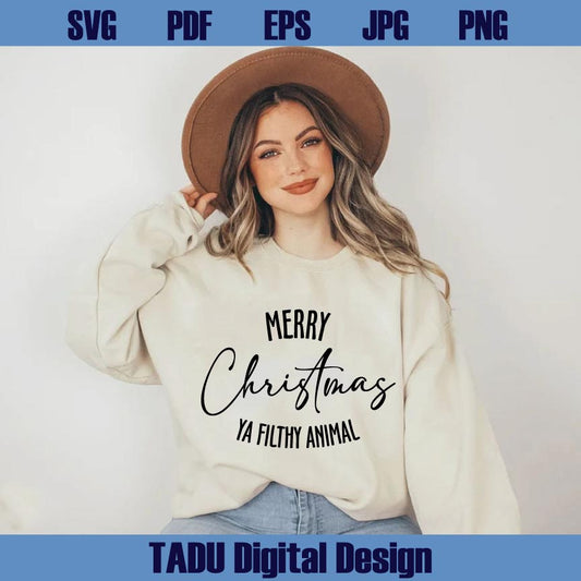 Merry Christmas Ya Filthy Animal Svg Hand Drawn Christmas Svg