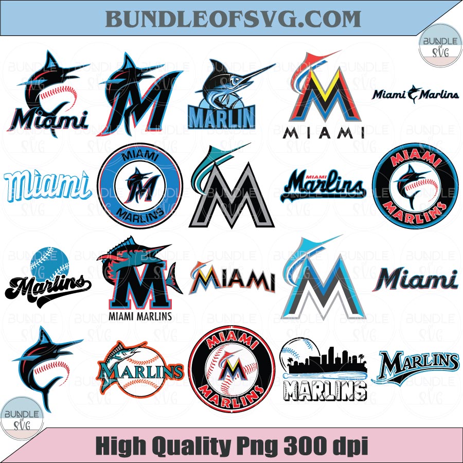Miami Marlins SVG Bundle Baseball Miami Marlins Logo Svg Layered
