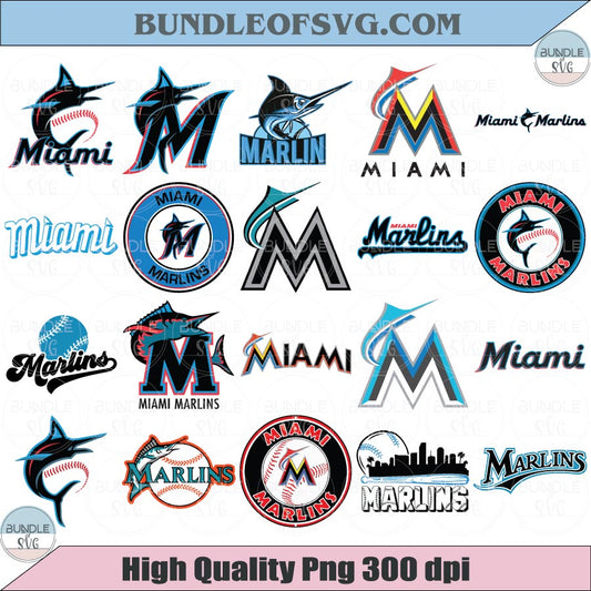 Miami Marlins SVG Bundle Baseball Miami Marlins Logo Svg Layered