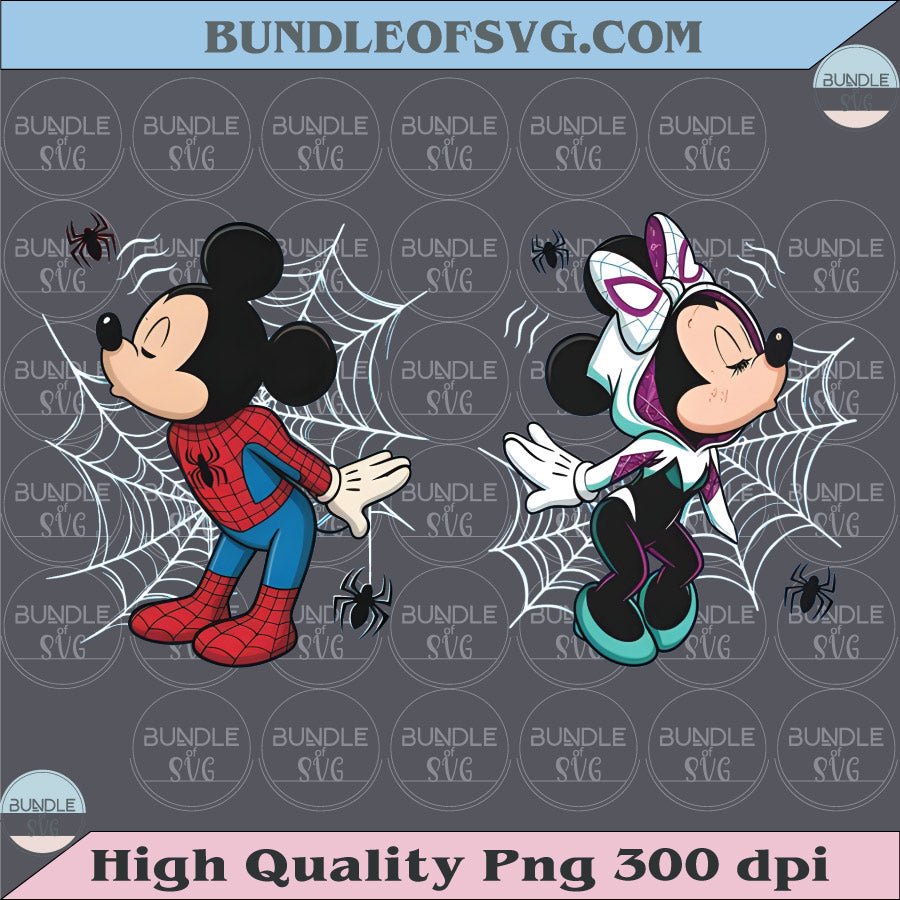 Mickey Spider-Man PNG Minnie Spider-Gwen PNG Couple Matching