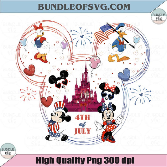 Mickey and Friends 4th of July SVG PNG Patriotic Disney Castle Svg