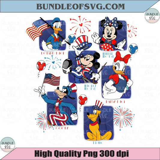Mickey and Friends 4th of July SVG Patriotic Disney Characters Png