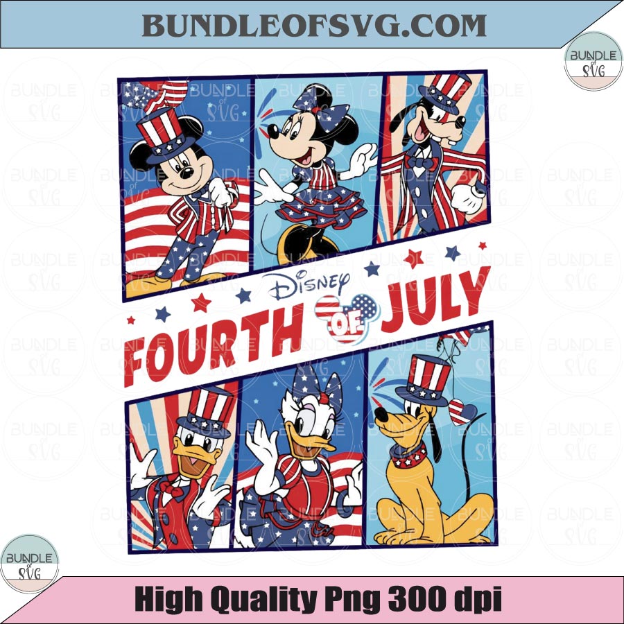 Mickey and Friends 4th of July SVG Patriotic Disney Comic Panel Png
