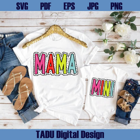 Mini Png Mama Svg Matching Bright Doodle Colorful Dalmatian Dots