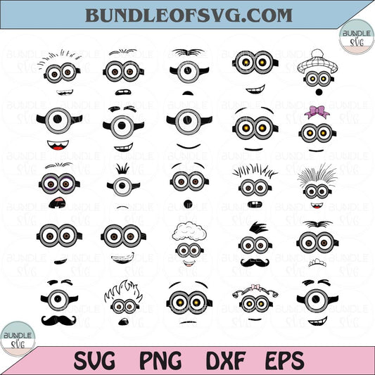 Minions Face SVG Bundle Minions Eyes Svg Minions Png Funny Family