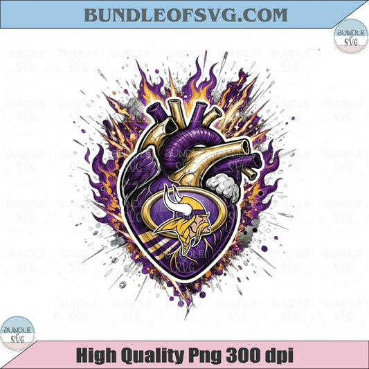 Minnesota Vikings Heart PNG Football Vikings Anatomical Heart Png