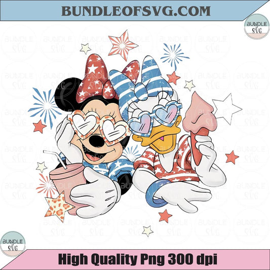 Minnie and Daisy 4th of July SVG Vintage Patriotic Besties Png