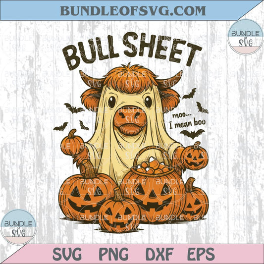 Moo I Mean Boo Bullsheet Png Halloween Highland Cow Ghost Png