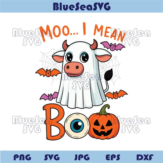 Moo I Mean Boo Png Cow Cosplay Boo Ghost Halloween Farmer Png