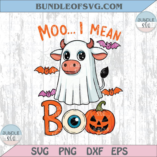 Moo I Mean Boo Png Halloween Farmer Png Cow Cosplay Boo Ghost