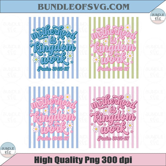 Motherhood Is Kingdom Work Svg Preppy Striped Boho Christian Mom