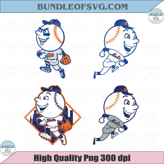 Mr. Met Svg New York Mets Mascot SVG Bundle Baseball Mets Sign