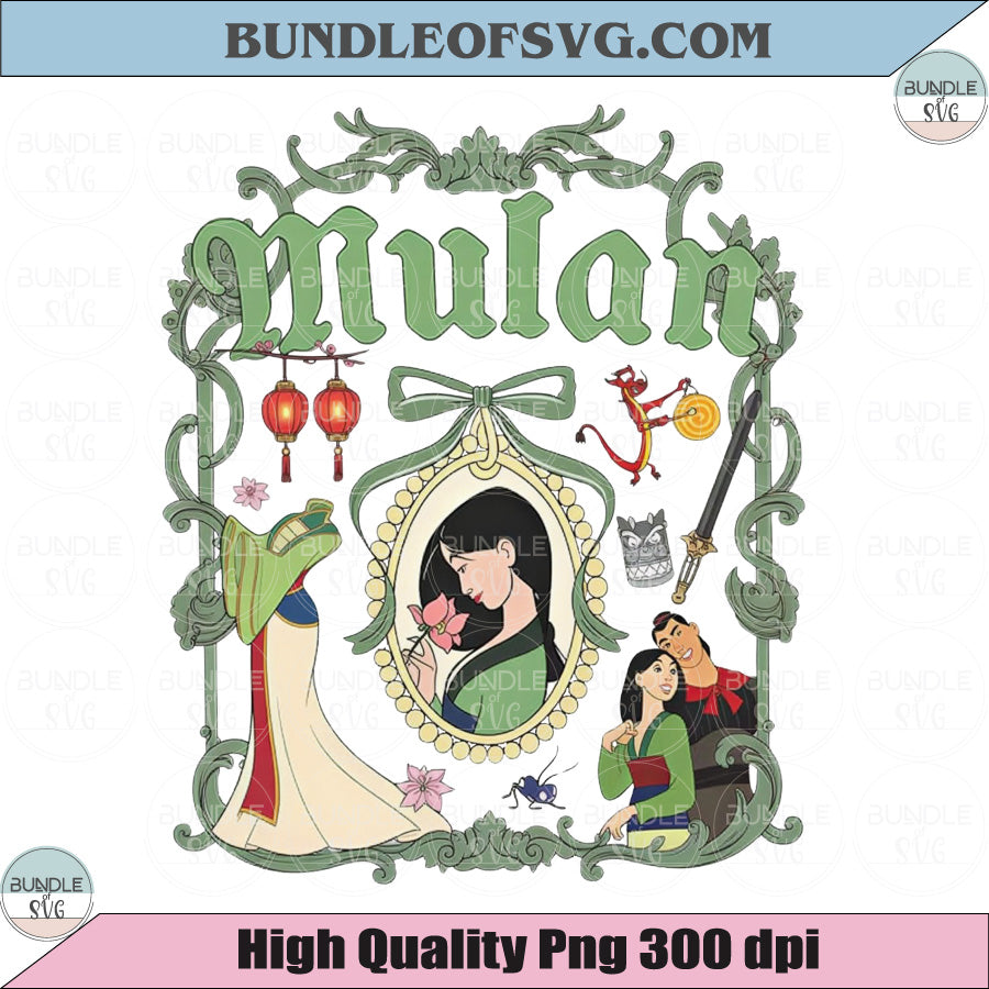 Mulan SVG Vintage Mulan Princess Png Retro Mulan Png