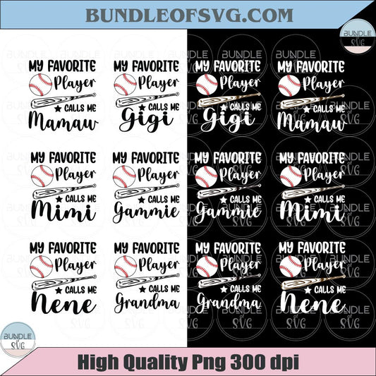 My Favorite Player Calls Me Grandma SVG Bundle Funny Baseball Mimi
