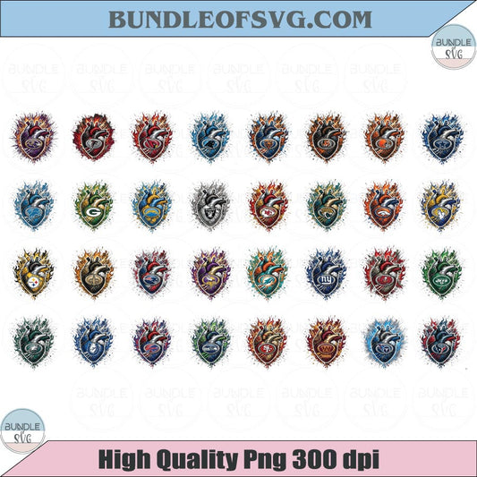 NFL Football Anatomical Heart Png Bundle NFL Heart Png