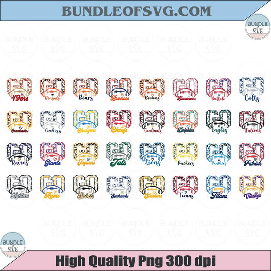 NFL Svg Bundle Leopard Go Football Png Leopard Football Teams Svg