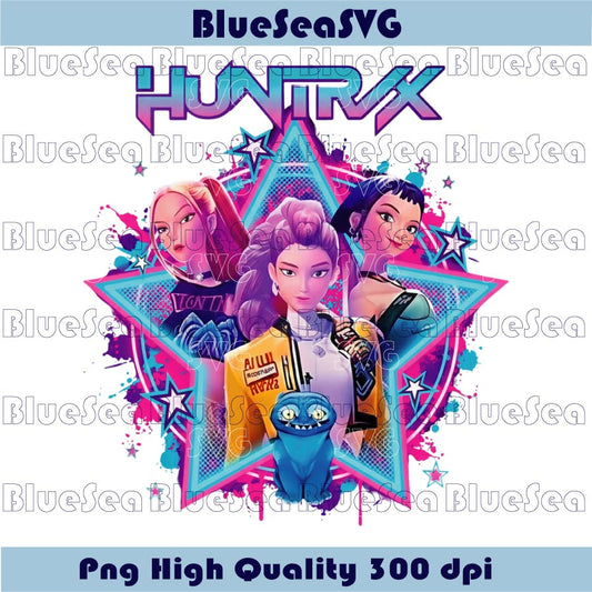 Neon Star Huntrix Fan Art Png KPop Demon Hunters Huntrix Png