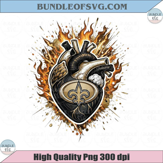 New Orleans Saints Heart PNG Football Saints Anatomical Heart Png