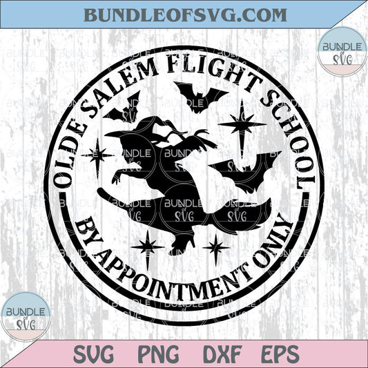 Olde Salem Flight School Svg Halloween Svg Witch Round Sign Png