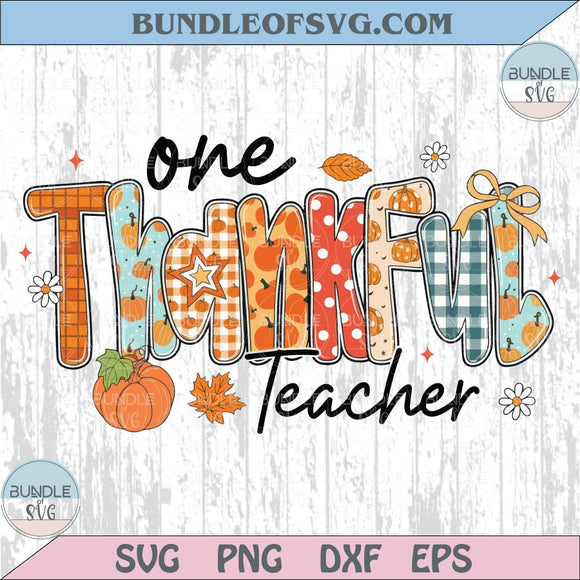 One Thankful Teacher Png Preppy Retro Thanksgiving Teacher Png