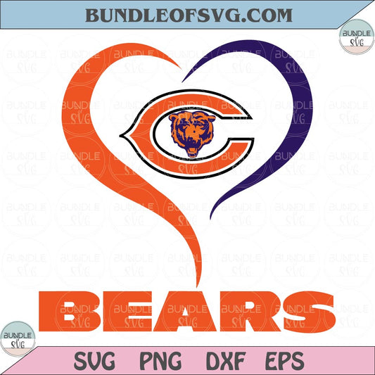 Open Heart Chicago Bears Svg Chicago Bears Football Heart Png