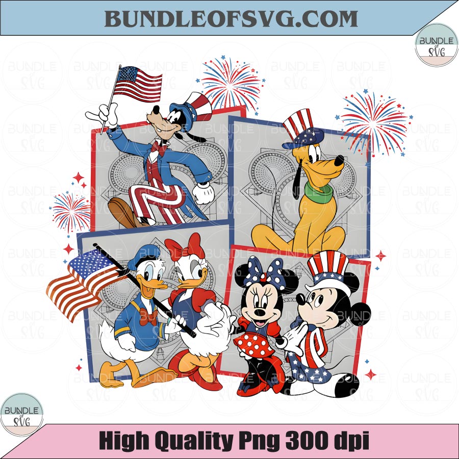 Patriotic Disney Epcot PNG Mickey and Friends 4th of July SVG
