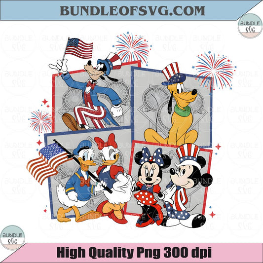 Patriotic Disney Epcot PNG Mickey and Friends 4th of July SVG