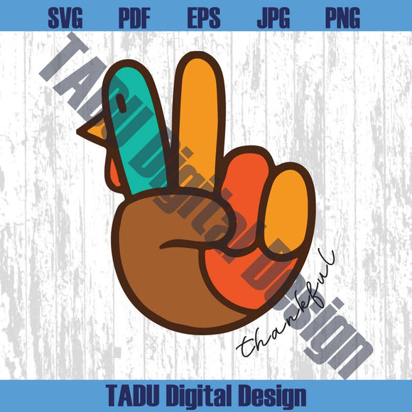 Peace Sign Turkey Hand Svg Turkey Hand Sign Thanksgiving Svg Png