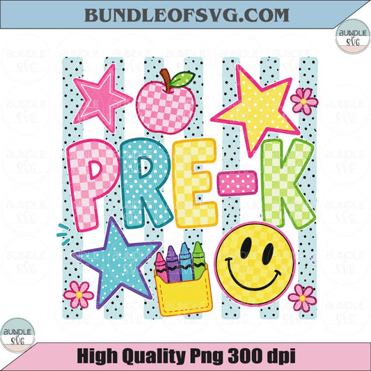 Pre-K Back to School Striped Png Retro Dots Stripes Pre-K Png