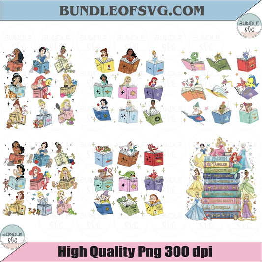Princess Stacked Books PNG Storybook Disney Princesses Bookish Png