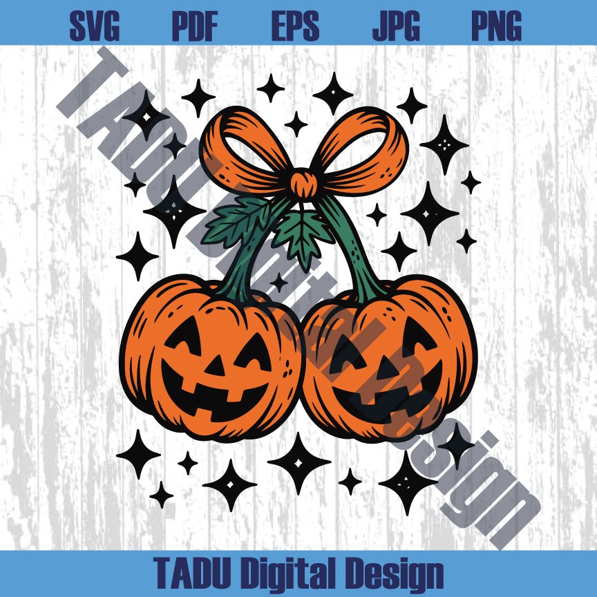  Pumpkin Cheeries Coquette Png Fall Halloween Pumpkin Bow Svg Png