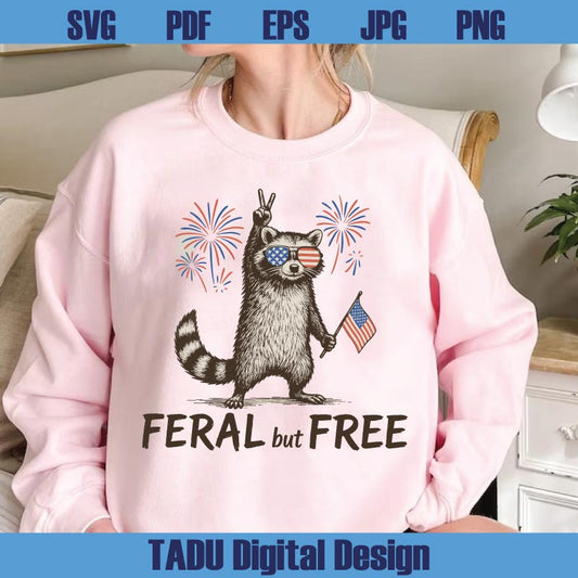 Raccoon Feral But Free Png Funny 4th Of July Svg Retro Patriotic Png