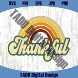 Rainbow Thankful Png Vintage Thanksgiving Svg Retro Thankful Png