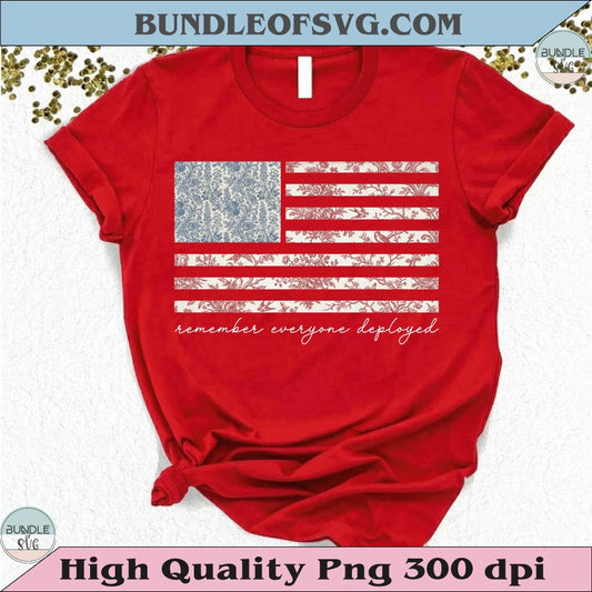 Remember Everyone Deployed PNG Floral Flag USA Memorial Day Svg
