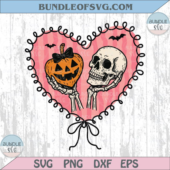 Retro Heart Pumpkin Skeleton Skull Png Trendy Horror Halloween Svg