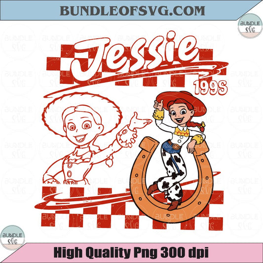 Retro Jessie 1995 PNG Vintage Toy Story Cowgirl Shirt Design 90s