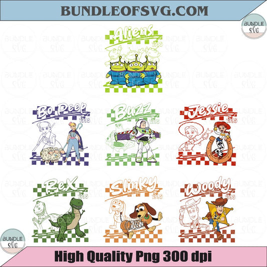 Retro Toy Story Character PNG Bundle Vintage Toy Story Shirt Design