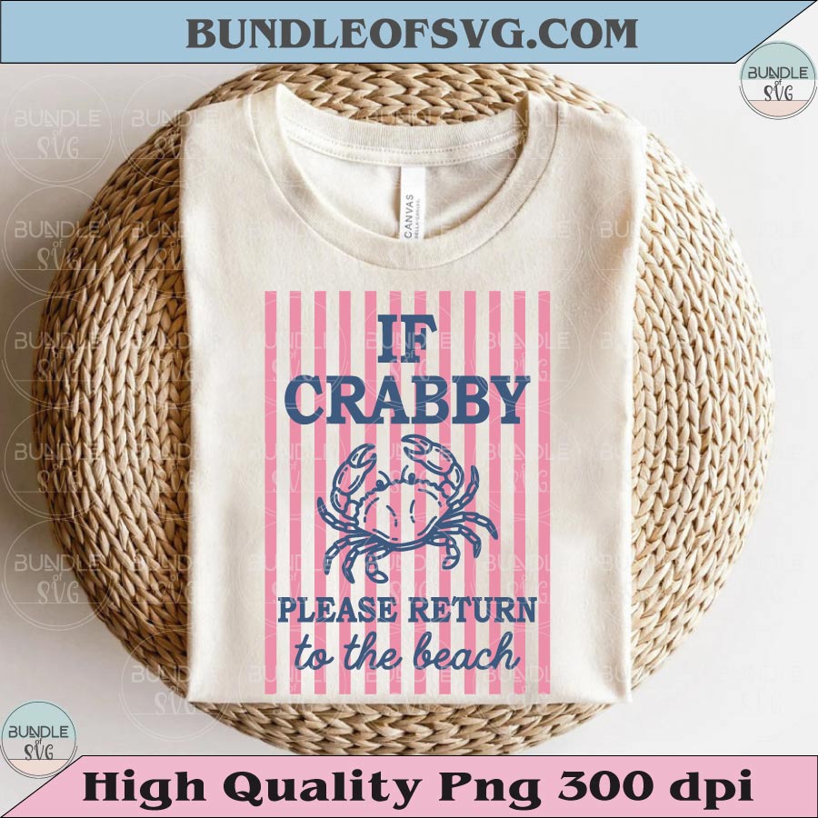 If Crabby Please Return To The Beach Svg Striped Summer Png Postage Stamp - BundleofSVG