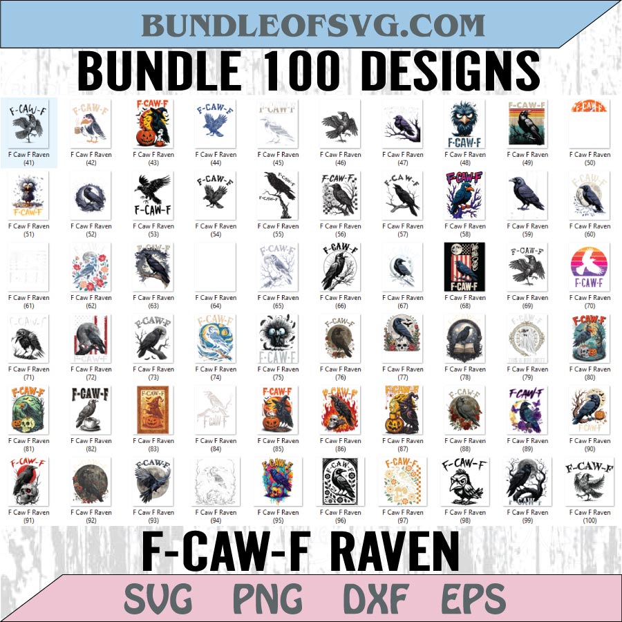 F-Caw-F Raven Png Bundle Gothic Crow Svg Set Funny Trendy Png