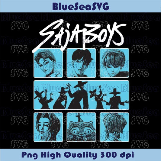 Saja Boys Grid Png Kpop Demon Hunters Png Poster Fan Art Design