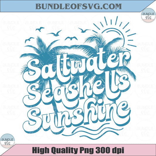 Saltwater Seashells Sunshine Svg Palm Tree Summer Beach Svg Png