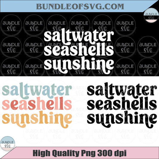 Saltwater Seashells Sunshine Svg Summer Beach Svg Png Retro