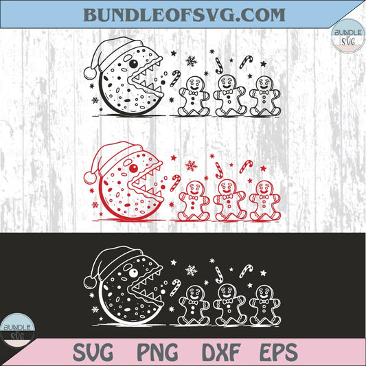 Santa Cookie Chasing Gingerbread Svg Funny Christmas Cookie Svg