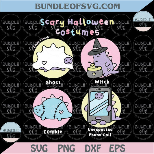 Scary Halloween Customes Svg Cute Dinosaurs Trendy Halloween Png