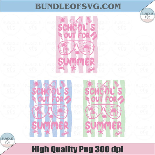 School's Out for Summer Svg Striped End Of School Year Svg Preppy