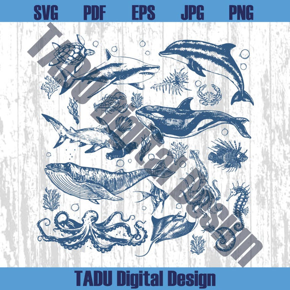 Sea Creatures Png Vintage 90s Tattoo Sea Animal Png Ocean sealife